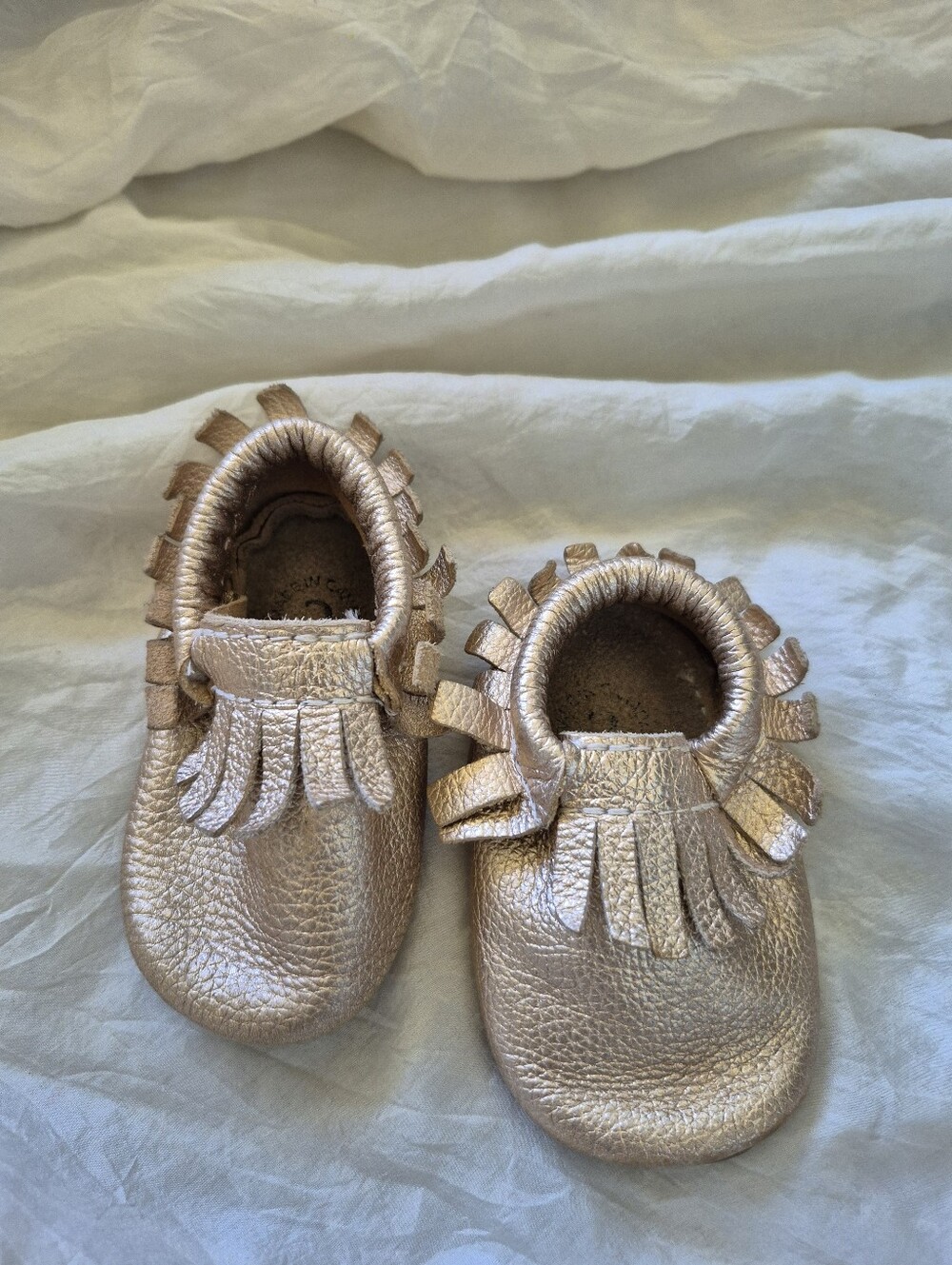 Minimoc Gold Leather Baby Shoes Size 2